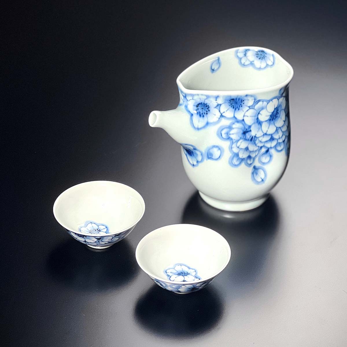 【有田焼】片口酒器セット 染付王冠桜