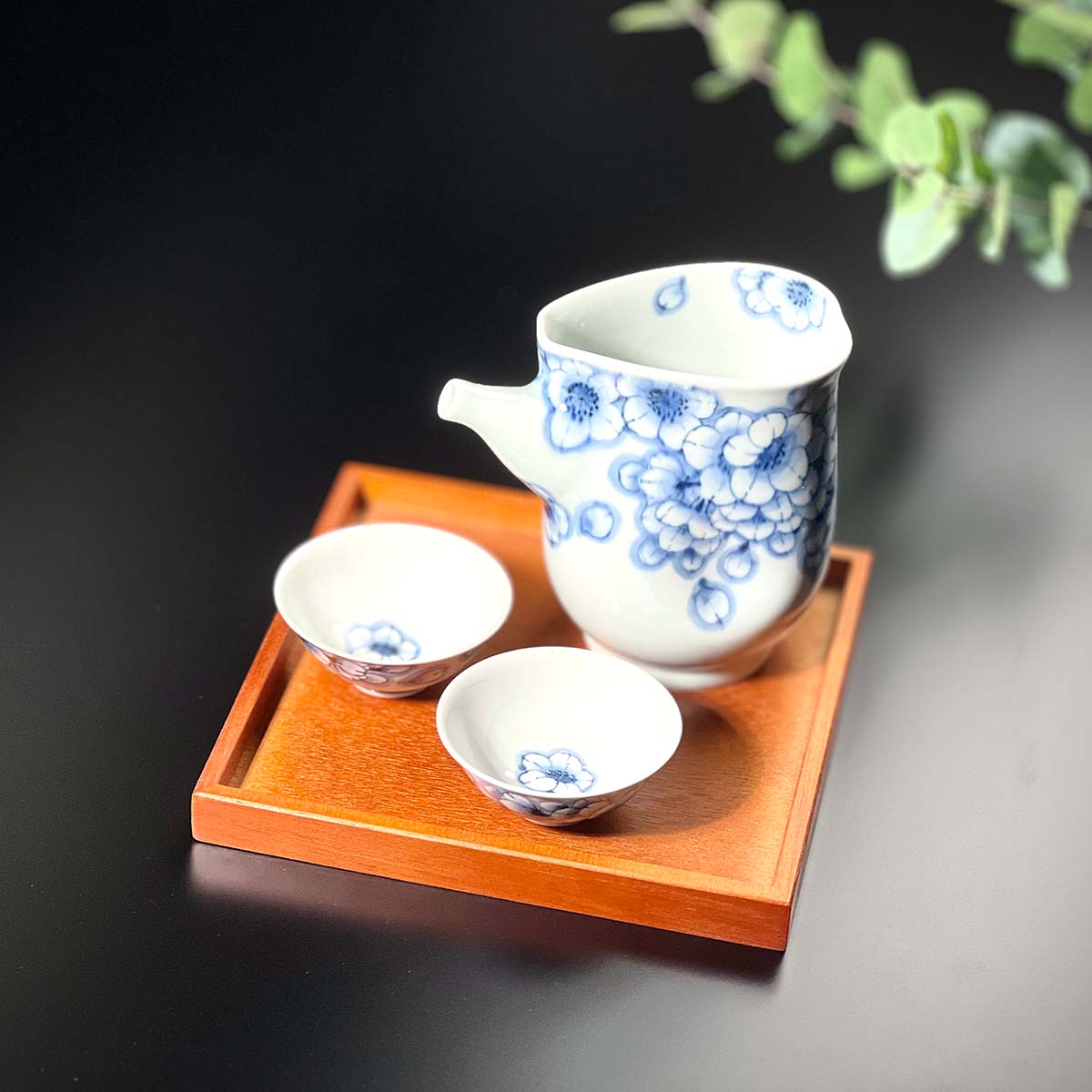 【有田焼】片口酒器セット 染付王冠桜