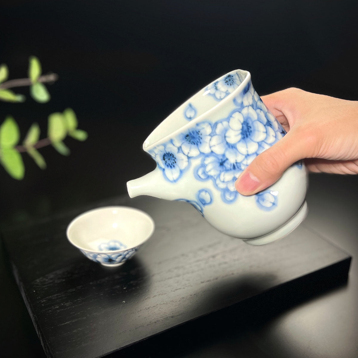 【有田焼】片口酒器セット 染付王冠桜