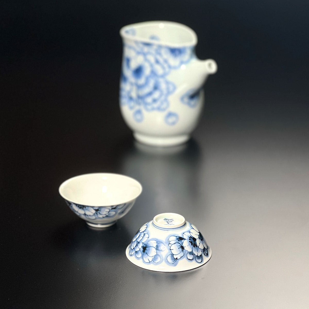 【有田焼】片口酒器セット 染付王冠桜