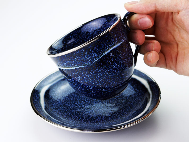 本プラチナで描く宇宙の稜線 コーヒーカップ 銀河本白金彩 "星天"