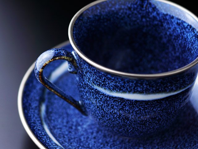 本プラチナで描く宇宙の稜線 コーヒーカップ 銀河本白金彩 "星天"