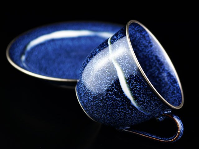 本プラチナで描く宇宙の稜線 コーヒーカップ 銀河本白金彩 "星天"