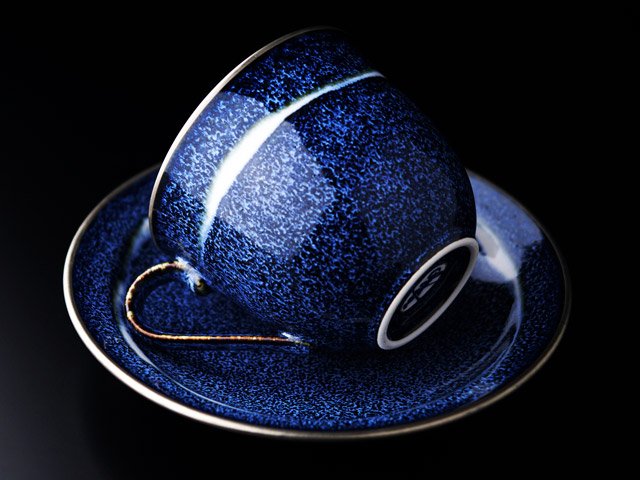 本プラチナで描く宇宙の稜線 コーヒーカップ 銀河本白金彩 "星天"