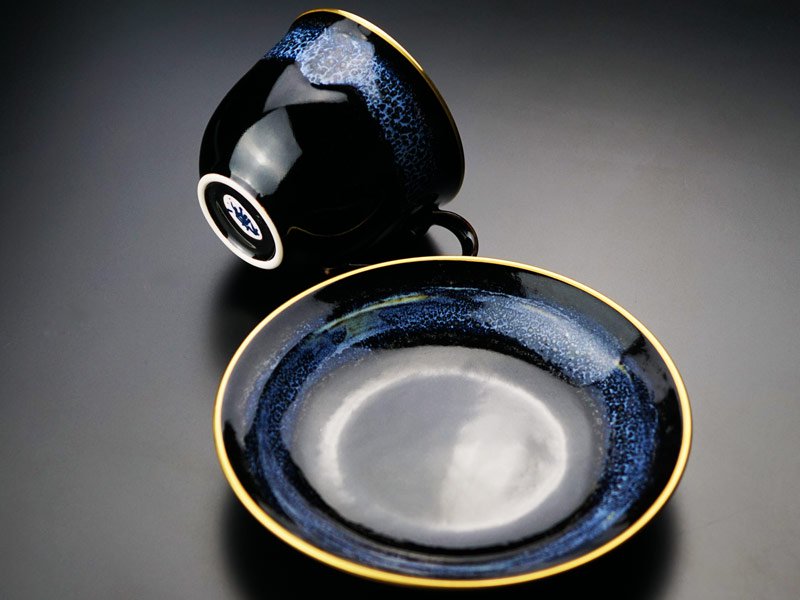 本金による永久なる輝き コーヒーカップ 青き明星 本金彩 ”陽光”