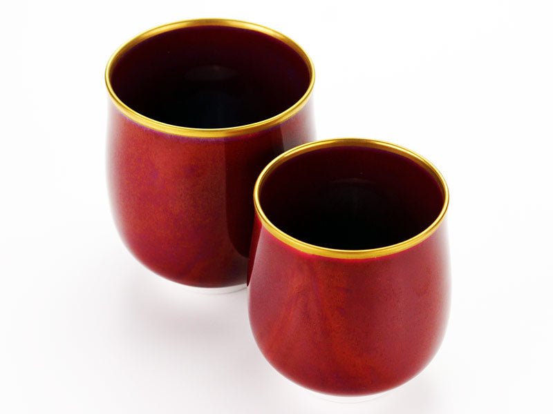 【有田焼】睦揃(夫婦茶碗セット) 燿変辰砂 "花乃光"