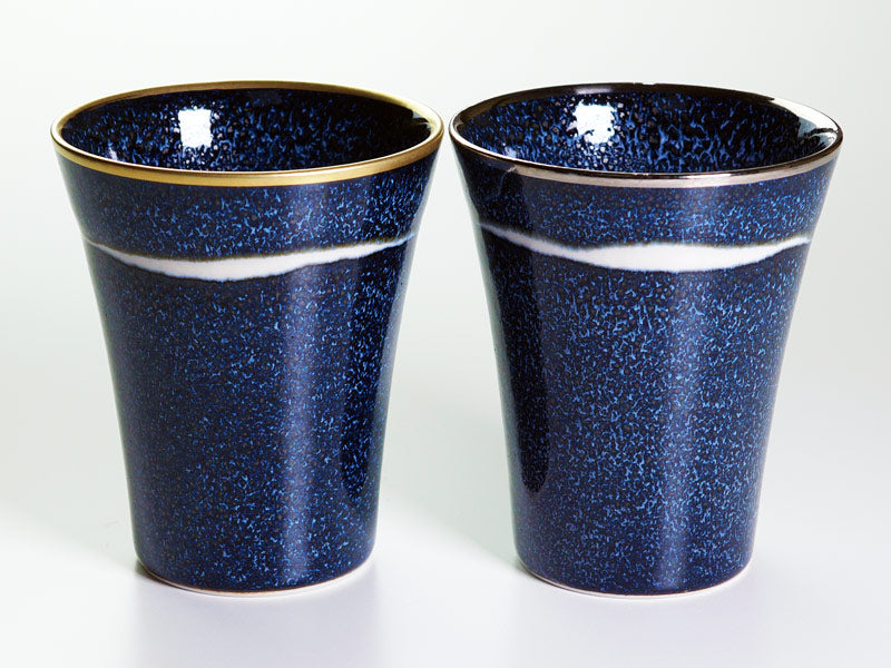 【新作】ペア焼酎グラス 銀河 本金彩・本白金彩 "星天"