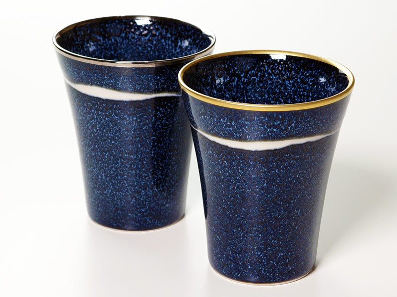 【新作】ペア焼酎グラス 銀河 本金彩・本白金彩 "星天"