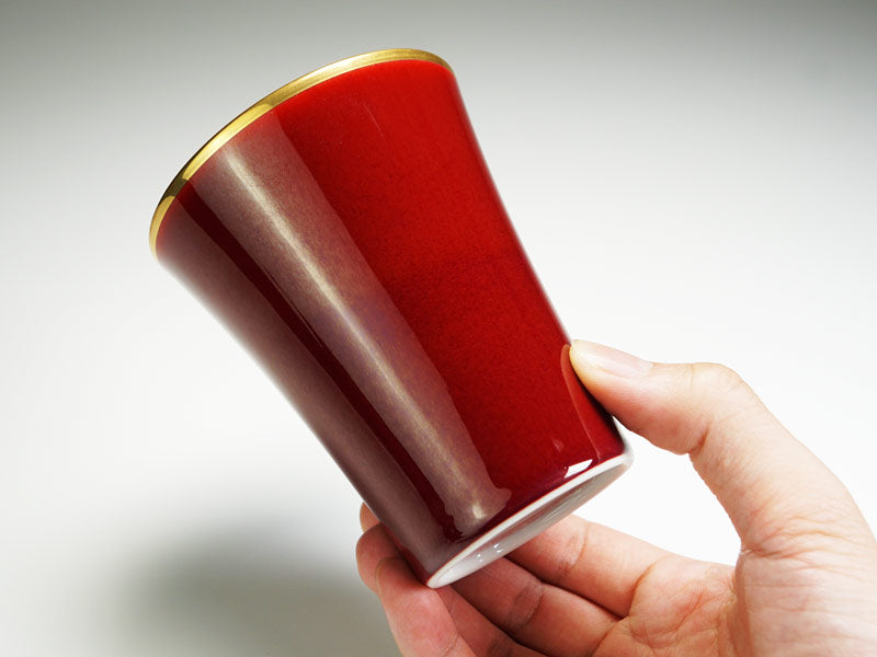 【有田焼】ペア焼酎グラス 燿変辰砂 "花乃光"