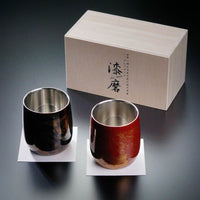 【漆磨カップ】ぺア湯呑 福達磨「白檀」