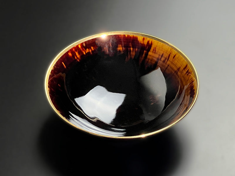 【有田焼】玳皮天目 本金彩平鉢