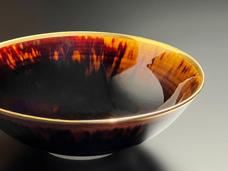 【有田焼】玳皮天目 本金彩平鉢