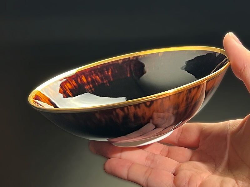 【有田焼】玳皮天目 本金彩平鉢