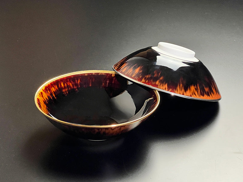 【有田焼】ペア鉢 玳皮天目 本金彩・本白金彩