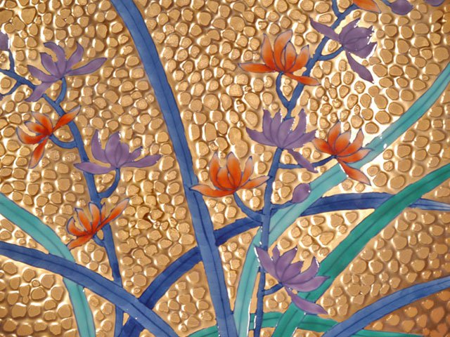 【有田焼】飾り絵皿(大)染錦金彩蘭図