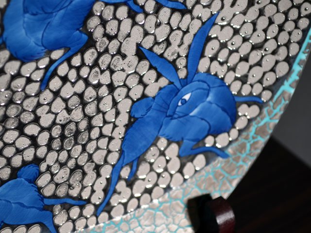 【有田焼】飾り絵皿(大)染錦白金彩兎図