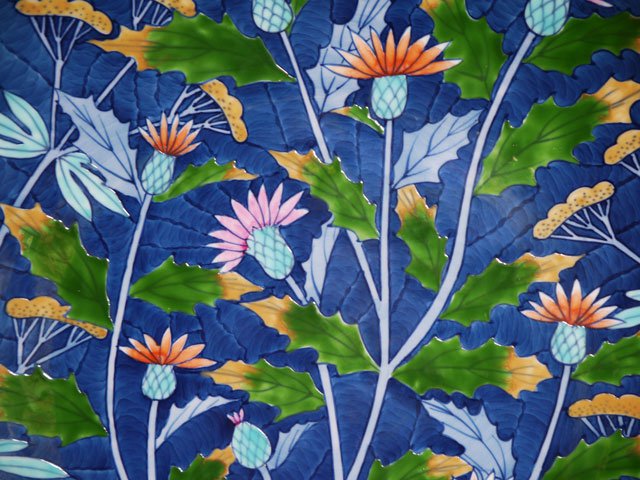 【有田焼】飾り絵皿(大)染錦薊図