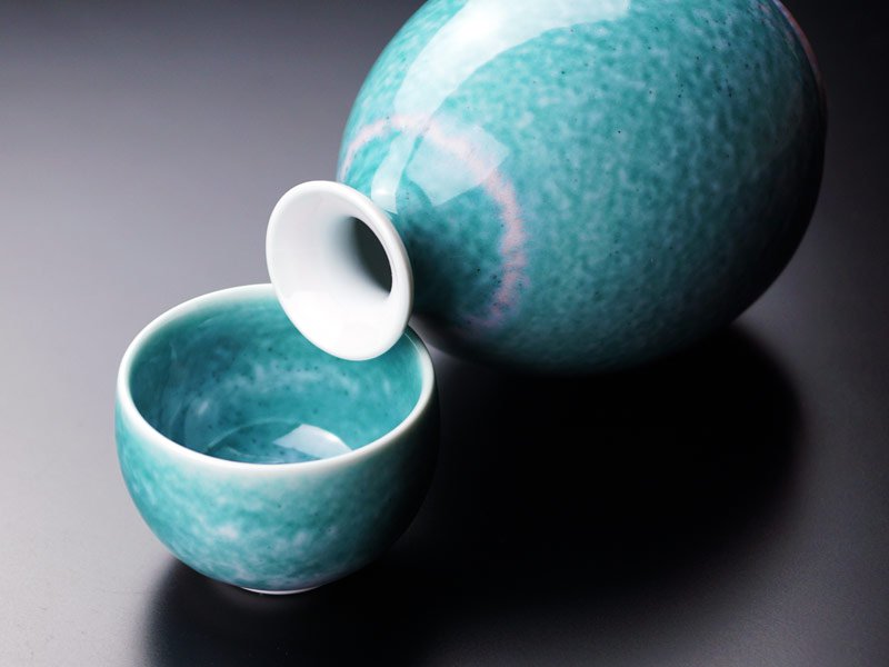 エメラルド婚式のお祝い 有田焼酒器セット 翡翠鈞窯