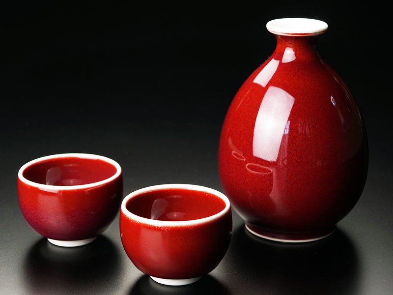 赤き宝玉の酒器セット 燿変辰砂