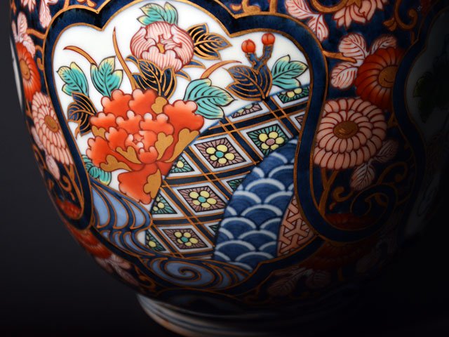 【献上手古伊万里焼】花瓶 染錦本金鶉図