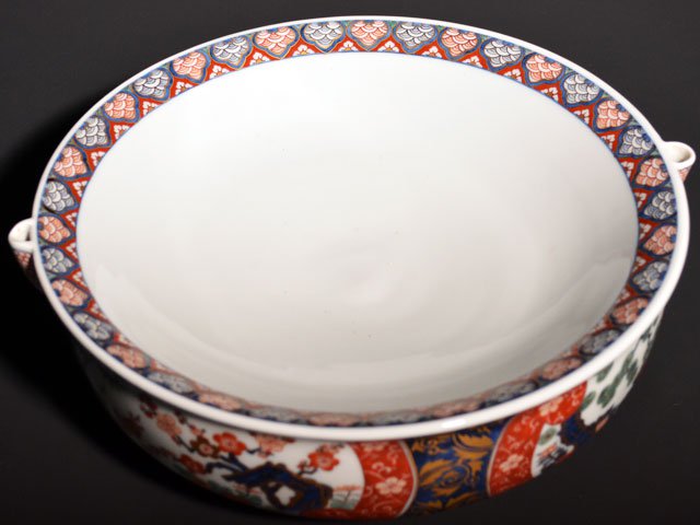 【献上手古伊万里焼】特大蒸し器 染錦本金松竹梅