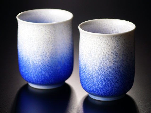 【有田焼】夫婦湯呑 藍染水滴