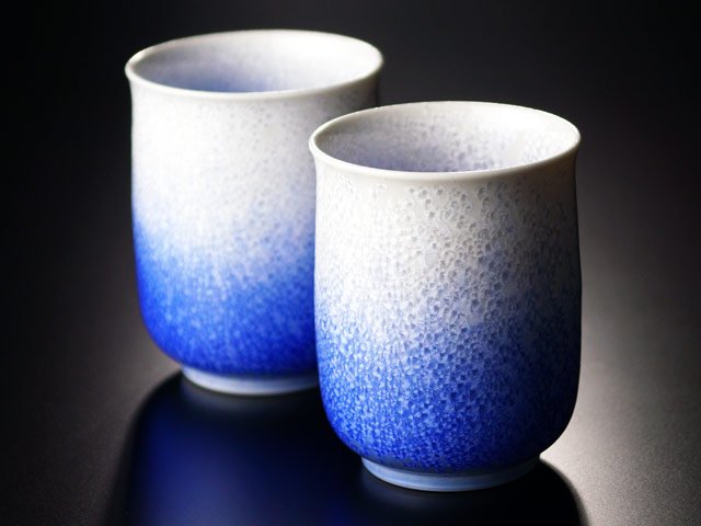 【有田焼】夫婦湯呑 藍染水滴