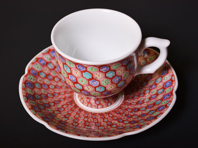 【有田焼】コーヒーカップ 色絵極細地紋