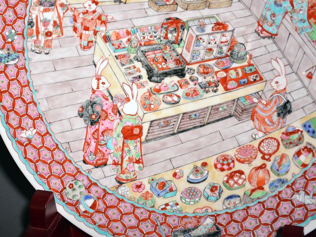 【有田焼】飾絵皿(大)色絵兎図