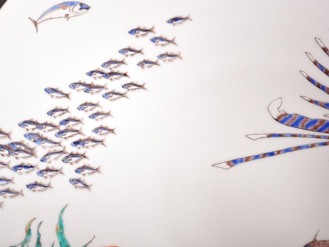 【有田焼】飾絵皿(大)色絵魚紋