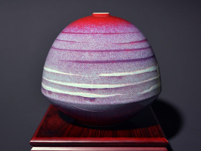 【有田焼】丸花瓶 朝霧