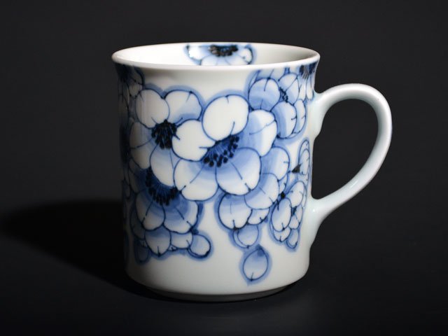 【有田焼】マグカップ 染付王冠桜