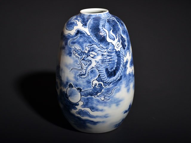 有田焼 福泉窯 染付龍大鉢 分