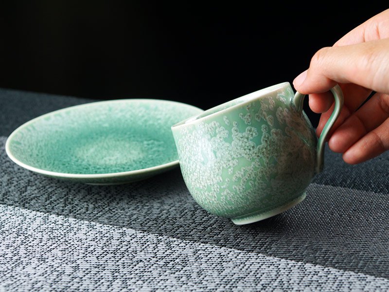 【有田焼】広口コーヒーカップ 鶯玉