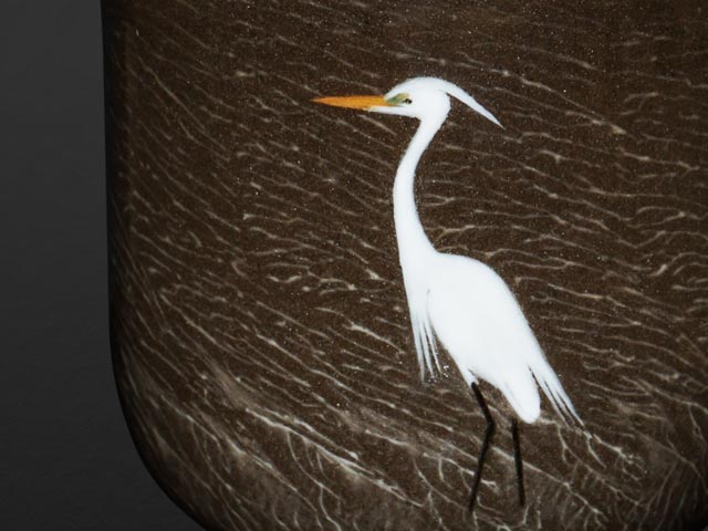 祖父や祖母へのプレゼント 夫婦湯呑 鷺図 15代臥牛作