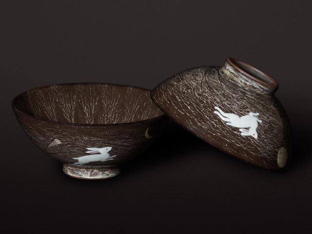 【有田焼】夫婦茶碗 月うさぎ