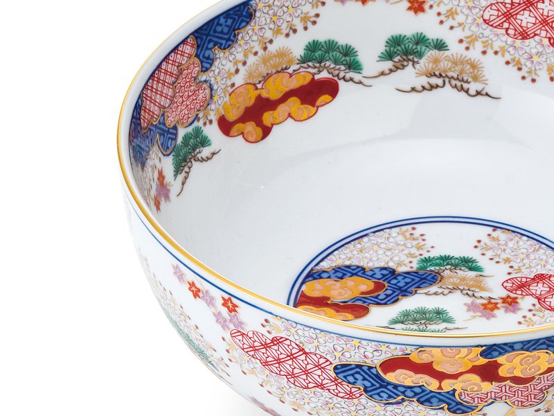【有田焼】鉢 染錦金彩春秋図