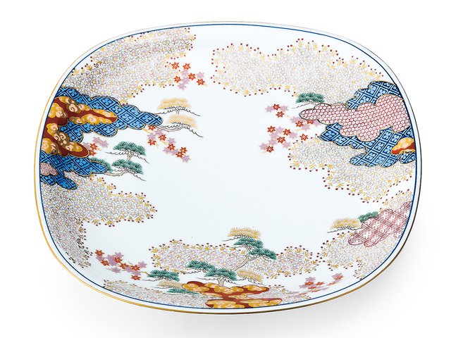 【有田焼】大皿 染錦金彩春秋図
