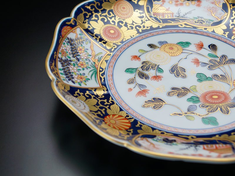 【有田焼】大皿 染錦金彩琳派図