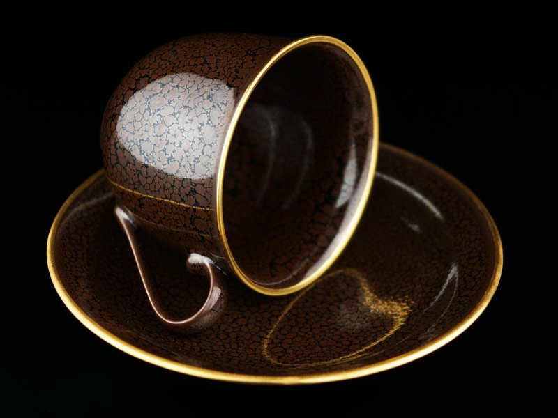 【有田焼】広口コーヒーカップ 龍鱗天目本金彩