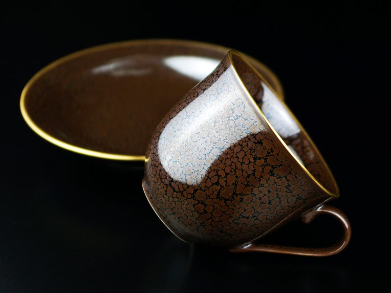 【有田焼】広口コーヒーカップ 龍鱗天目本金彩