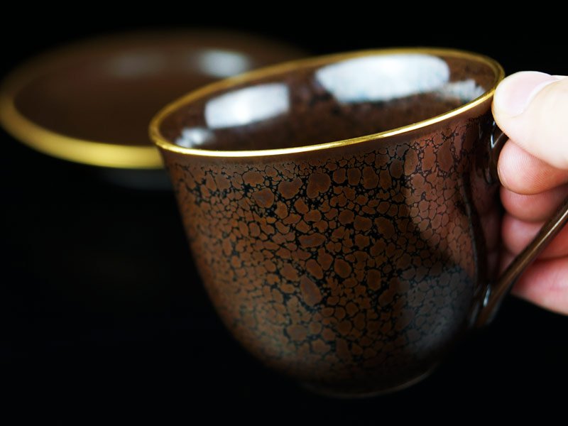 【有田焼】広口コーヒーカップ 龍鱗天目本金彩