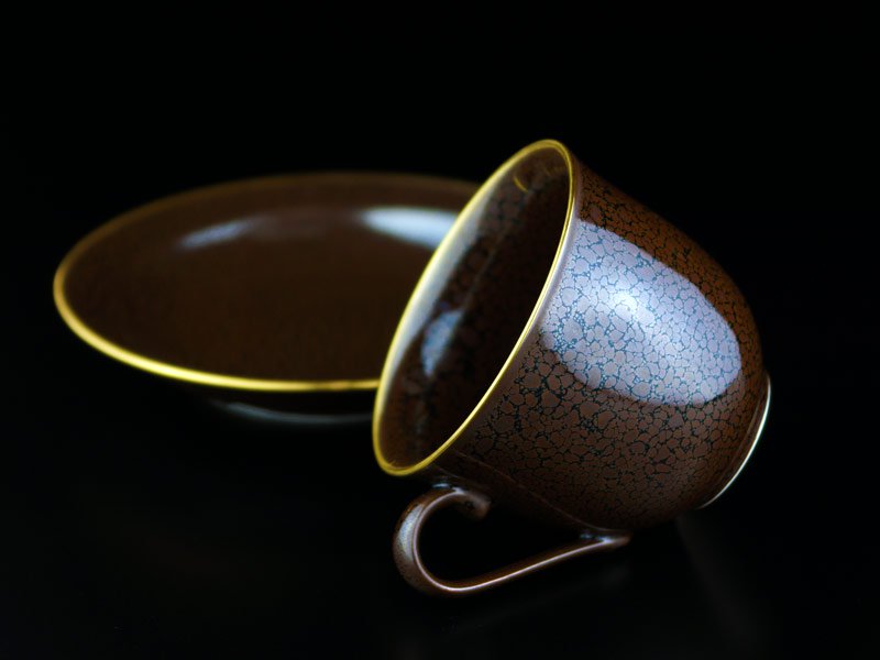 【有田焼】広口コーヒーカップ 龍鱗天目本金彩