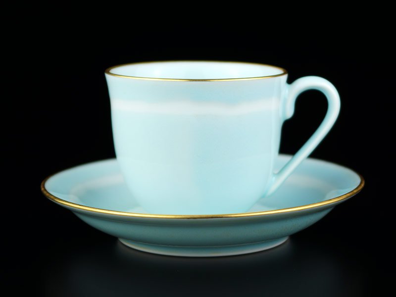 【有田焼】広口コーヒーカップ 月白釉本金彩