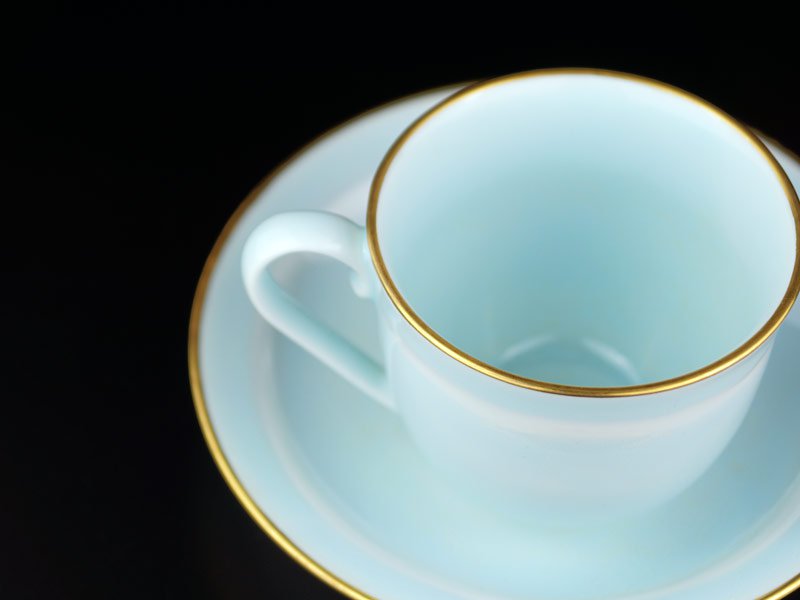 【有田焼】広口コーヒーカップ 月白釉本金彩