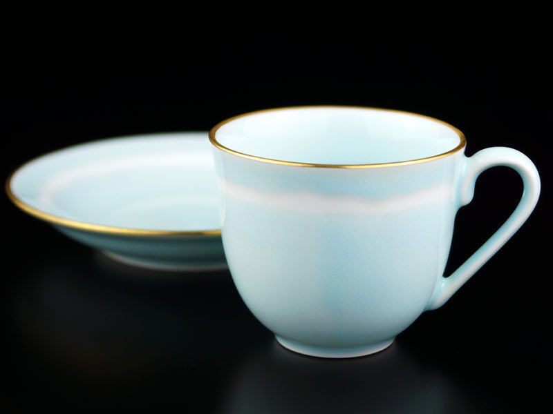 【有田焼】広口コーヒーカップ 月白釉本金彩