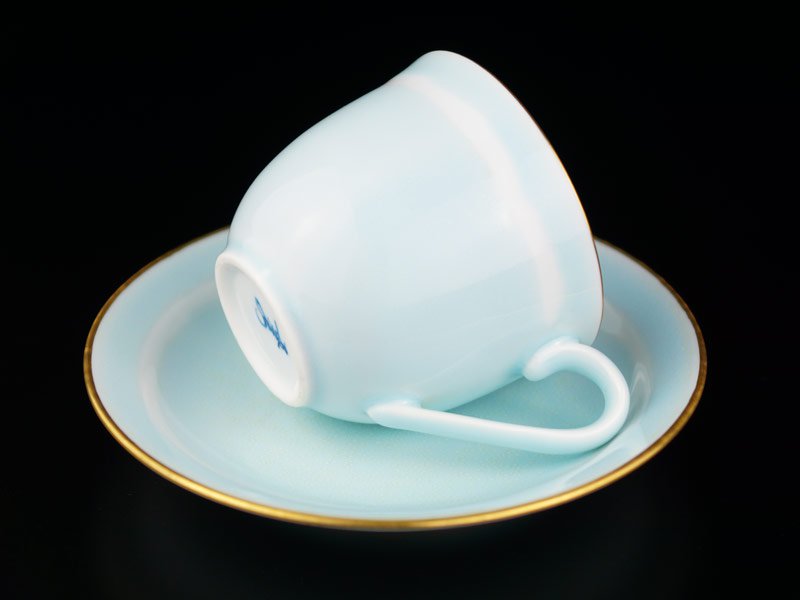 【有田焼】広口コーヒーカップ 月白釉本金彩