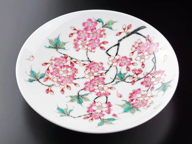 【有田焼】飾り絵皿 色絵極細桜図