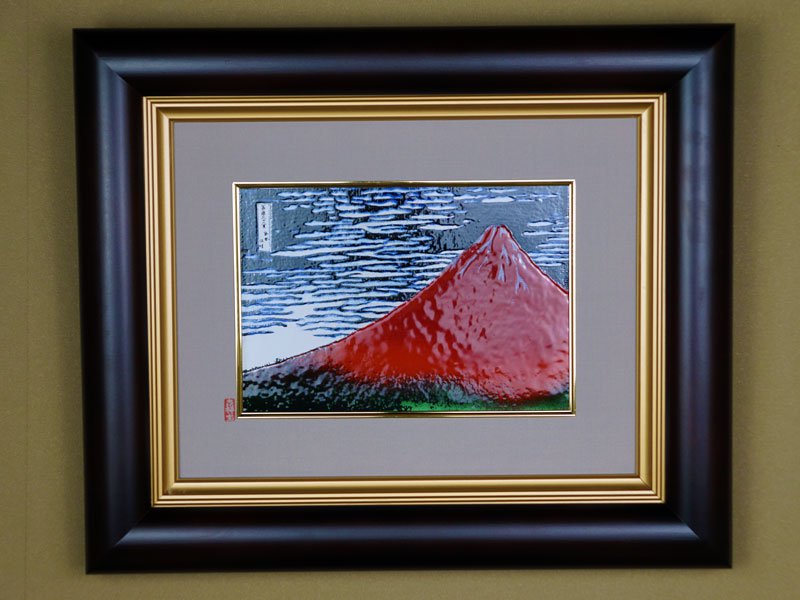 【京七宝】陶額 吉祥赤富士