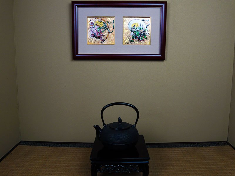 【京七宝】陶額 風神雷神